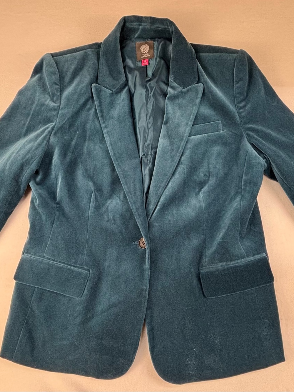 Vince Camuto Teal Velvet Single-Button Blazer
